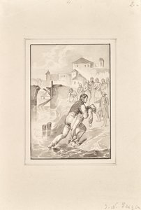 Het bergen van een verdronken jongen door Peter Johann Nepomuk Geiger