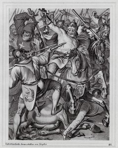 Dood van Jan de Blinde, koning van Bohemen, in de Slag bij Crecy door Peter Johann Nepomuk Geiger