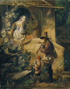 Idylle (Italiaanse bedelmuzikanten) door Peter Johann Nepomuk Geiger