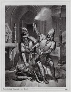 Moord op Ludmila van Bohemen, 921 (gravure) door Peter Johann Nepomuk Geiger