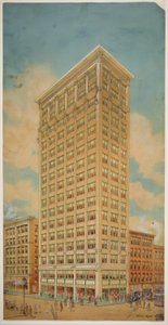 Prairie School wolkenkrabber, Chicago, Illinois, perspectief door Peter Joseph Weber