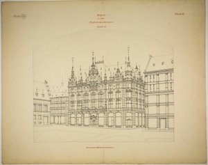 Rathskeller Neubau, Halle (Saale), Saksen-Anhalt, Duitsland, Perspectief (onafgewerkt) door Peter Joseph Weber