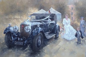 Bentley en bruid door Peter Miller