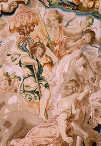Vlaams wandtapijt. Serie De Triomf van de Eucharistie. De triomf van de kerk