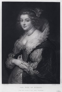 De vrouw van Rubens (gravure) door Peter Paul (after) Rubens