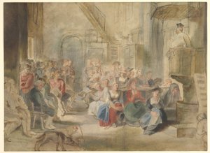 Een preek in een dorpskerk door Peter Paul Rubens