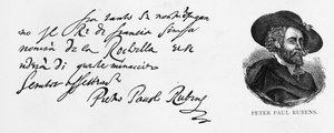 Handschrift en handtekening van Rubens uit een brief in het Italiaans over de nederlaag van de Engelse marine bij het Beleg van La Rochelle, geschreven vanuit Antwerpen, 30 december 1627