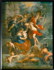 De geboorte van koningin Marie de Médicis, in Florence op 26 april 1573 door Peter Paul Rubens