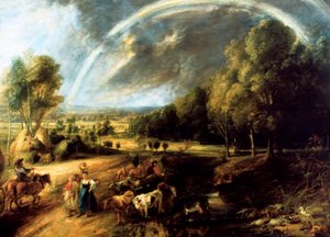 Landschap met een regenboog