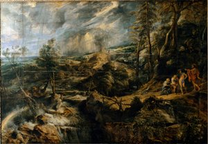 Landschap van Tempete met de Oude Phrygiërs Philemon en Baucis