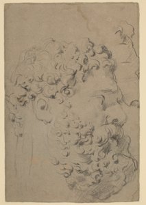 Studies van het hoofd en profiel van de Farnese Hercules gezien vanuit een lager gezichtspunt