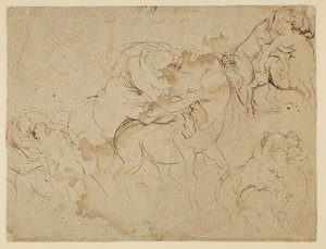 Studie van mannelijke figuren en vrouwelijke centauren (verso) door Peter Paul Rubens