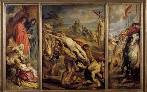 De oprichting van het triptiek kruis door Pierre Paul Rubens (1577-1640) 17e eeuw Parijs, Musee du Louvre door Peter Paul Rubens