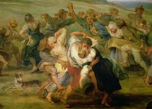 De Kermis, detail van dansende boeren door Peter Paul Rubens