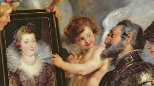 De Medici-cyclus: Henri IV ontvangt het portret van Marie de Medici (detail) door Peter Paul Rubens
