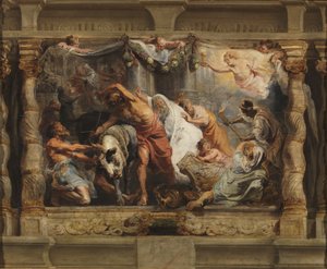 De triomf van de Eucharistie over afgoderij door Peter Paul Rubens