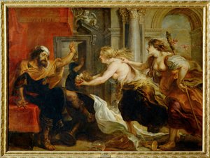 Het banket van Tereus: Philomena en Procne presenteren Tereus het onthoofde hoofd van zijn zoon Het is (schilderij op doek)