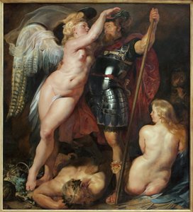 De kroning van de helden. Schilderij door Peter (Pieter) Paul Rubens (1577-1640), olieverf op doek, circa 1622. Vlaamse kunst 17e eeuw. München, Alte Pinakothek (Duitsland).