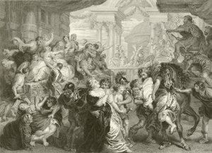 De roof van de Sabijnse maagden door Peter Paul Rubens