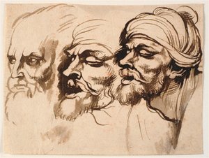 Drie mannenhoofden door Peter Paul Rubens