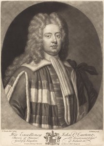 John, Lord Carteret door Peter Pelham after Sir Godfrey Kneller