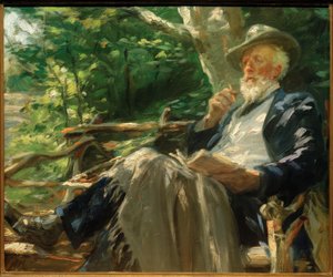 Portret van de dichter Holger Drachmann in het Skagener bos door Peder Severin Krøyer