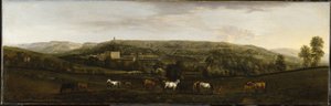 Een uitzicht op Chatsworth vanuit het zuidwesten door Peter Tillemans