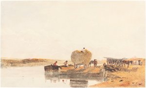 Avond aan de Foss Dyke bij Lincoln door Peter de Wint