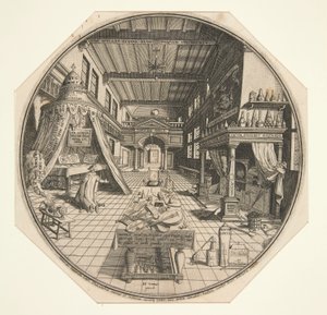 Heinrich Khunrath, alchemist van Leipzig, in zijn bibliotheek door Peter van der Doort