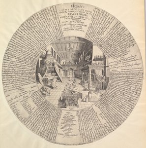 Het laboratorium van de alchemist uit Heinrich Khunrath, Amphiteatrum sapientiae aeternae door Peter van der Doort