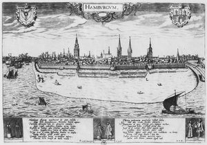 Uitzicht op Hamburg door Peter van der Doort