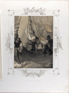 Constantine Kanaris vernietigt door brand drie Turkse linieschepen bij Tchesme Uit het album van G door Peter von Hess
