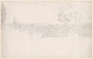 Fantasie Panorama van Rome van St. Pieter tot de Castel San Angelo