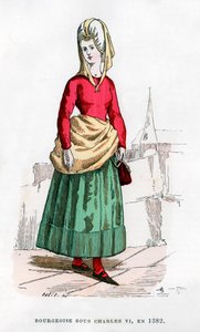 Bourgeoise in kostuum uit de tijd van Karel VI van Frankrijk door Petit