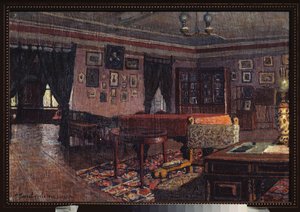 De salon in het huis van Peter Iljitsj Tsjaikovski. door Petr Ivanovic Petrovichev