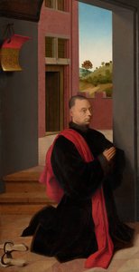 Portret van een mannelijke schenker door Petrus Christus