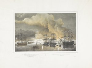 Bombardement van Algiers, 1816 (title on object) door Petrus Johannes Schotel