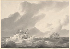 Schepen in een stormachtige zee