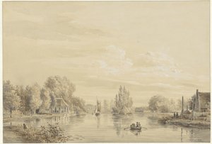 Gezicht op de Vecht naar de Hofstede Slotzigt