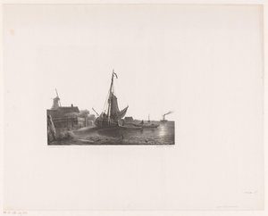 Zeilschip op het droge door Petrus Paulus Schiedges (I)