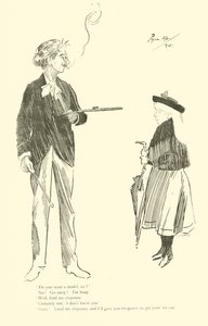Cartoon door Phil May, uit de jaren 1890 (litho) door Phil May