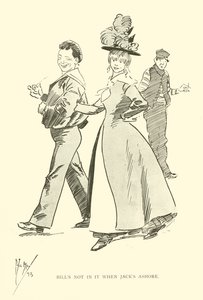 Cartoon door Phil May, uit de jaren 1890 (litho)
