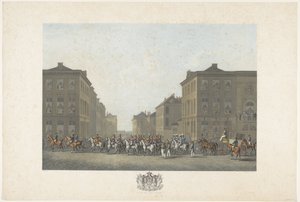 Muziekkorps bij inhuldiging van Willem I te Brussel op 21 september 1815 door Philibert Louis Debucourt