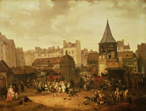 Vreugde in Les Halles om de geboorte van Dauphin Louis van Frankrijk (1781-89) te vieren, 21 januari 1781, 1783 door Philibert Louis Debucourt
