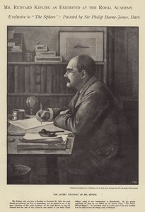 Portret van Rudyard Kipling tentoongesteld in de Royal Academy door Philip (after) Burne Jones
