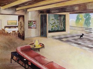1930s interieurs: Hal met terras