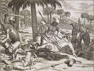 De moord op Mr. Koster door de Singalezen, Ceylon Sri Lanka, pub. 1672 door Philip Baldaeus