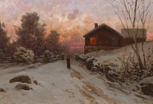 Winterlandschap met huis
