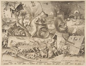 Woede Ira, uit de serie De Zeven Hoofdzonden, 1558 door Philip Galle