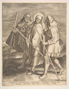 Christus en de discipelen op weg naar Emmaüs, 1571 door Philip Galle